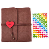 Brown Felt Cover Scrapbook Photo Album with Heart Stickers