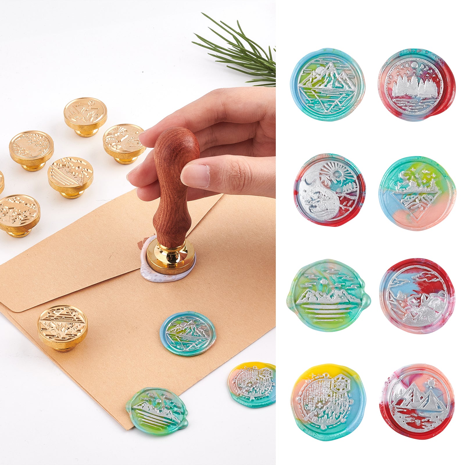 10PCS Wax Seal Stamp Set (Natural Scenery Theme)