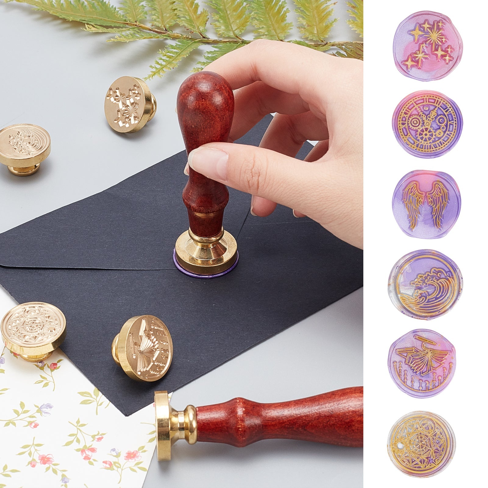 CRASPIRE 6PCS Wedding Wax Seal Stamp Head Set