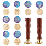 8PCS Vintage Wax Seal Stamp Heads Set(Antler Lion Clock Book Rabbit Wing Jellyfish Astrolabe)