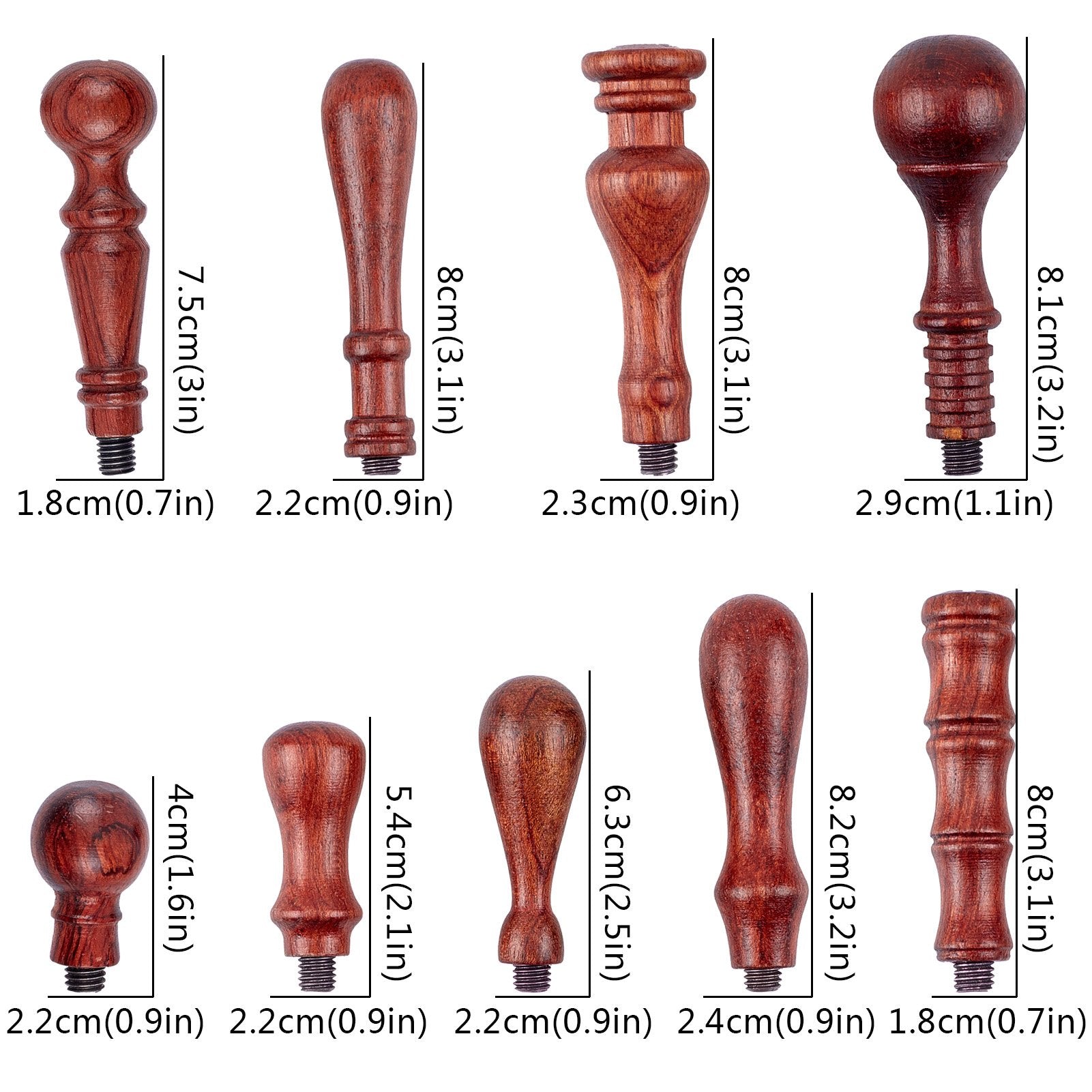 9 PCS Wax Seal Stamp Wood Handle Replacement for 7mm