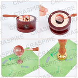 2pcs Wax Seal Stamp Set with Wooden Wax Furnace(Leaf+Flower）