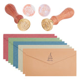 2PCS Wax Seal Stamp with Envelopes Set(Thistle & Flower)