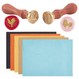 Wax Seal Stamp with Envelopes Set(Rooster & Leaf)