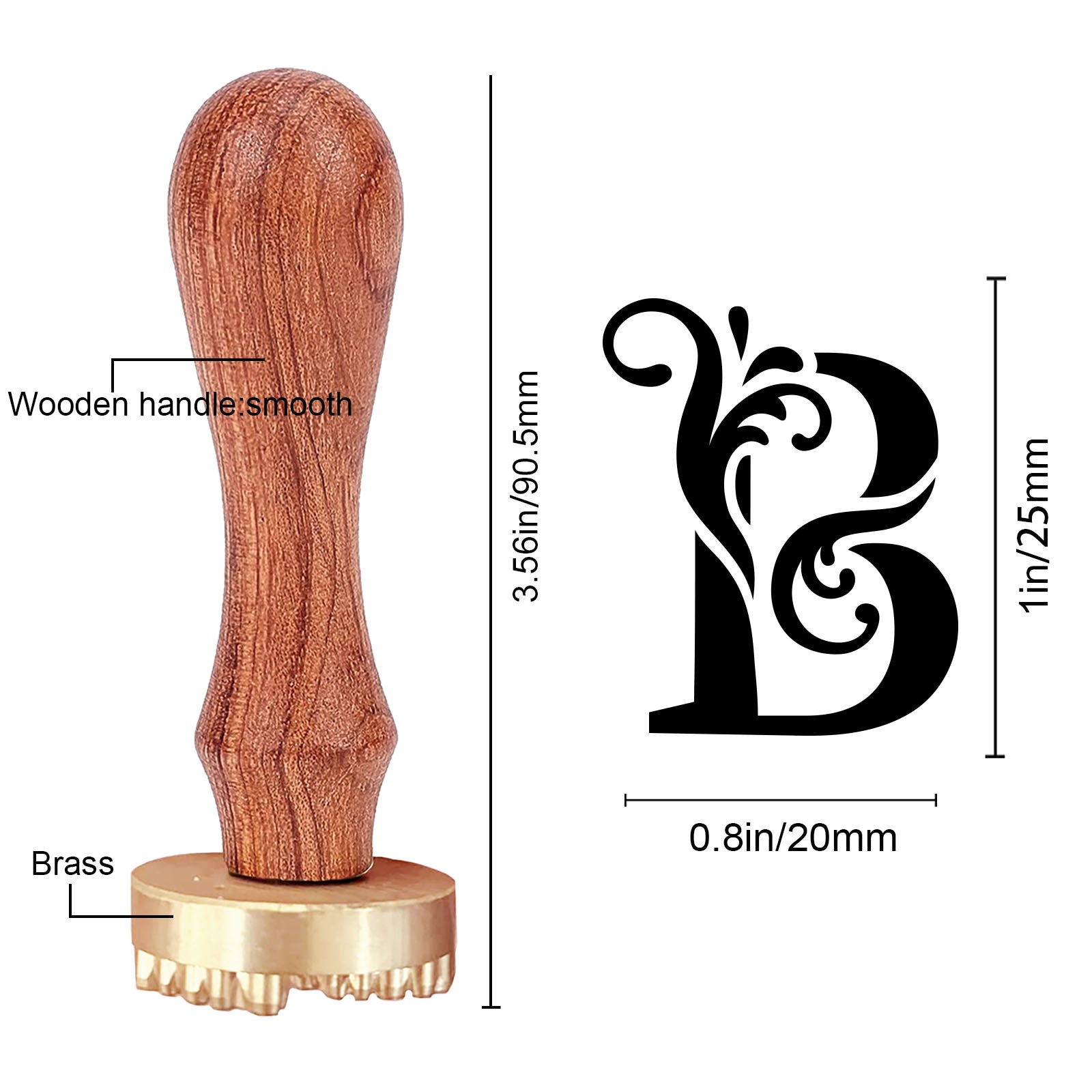 CRASPIRE B Letter Ice Stamp Wood Handle Wax Seal Stamp