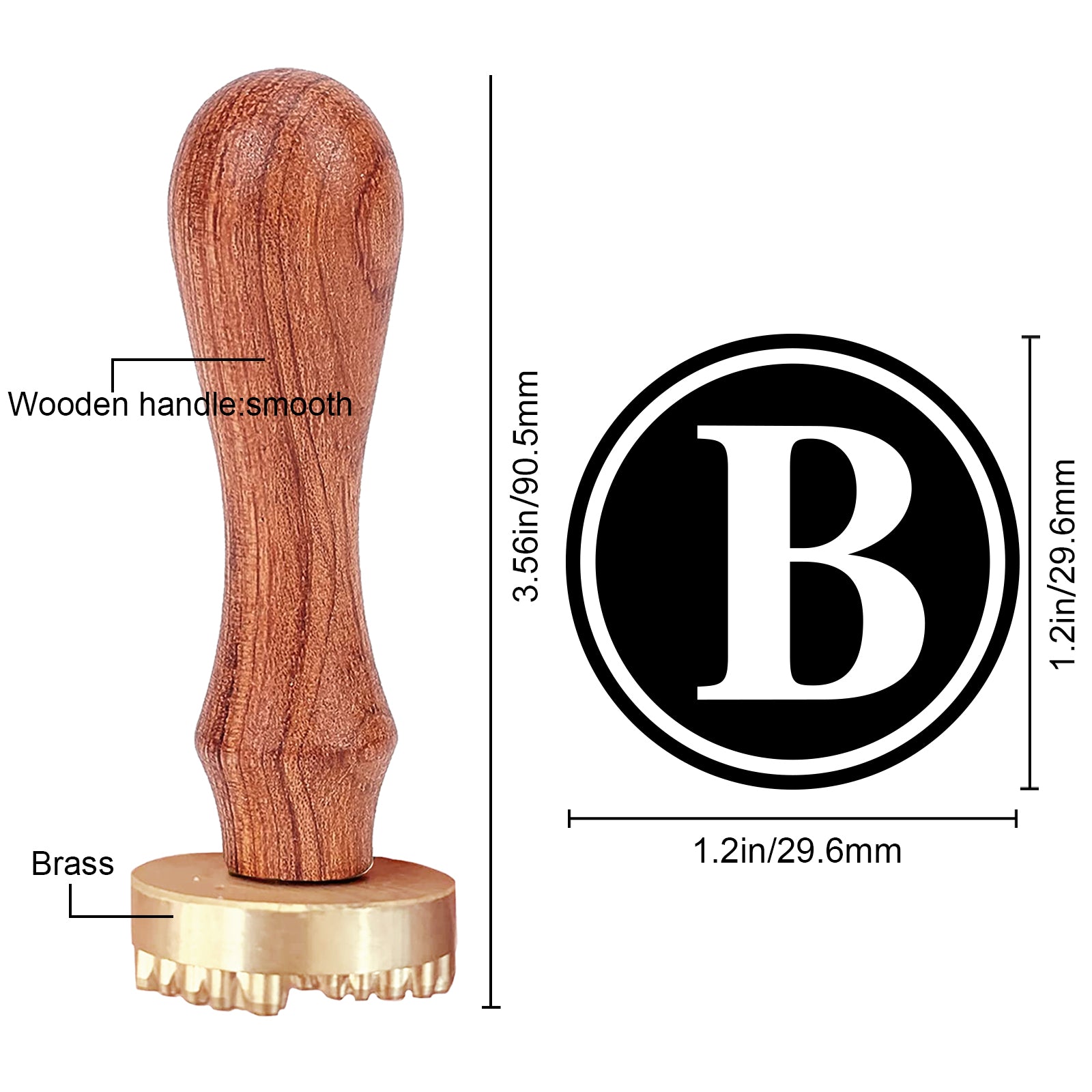 CRASPIRE B Letter Ice Stamp Wood Handle Wax Seal Stamp