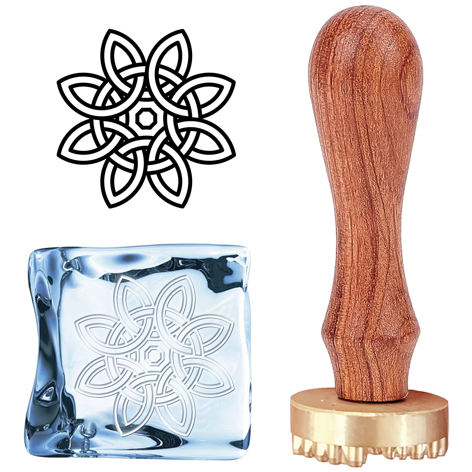 CRASPIRE Celtic Knot Ice Stamp Wood Handle Wax Seal Stamp