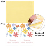 Craspire 45Pcs 3 Colors Coated Paper Self-adhesive Youstickers, Rectangle with Word Thank You & Floral Pattern, Mixed Color, 10.7x8.5x0.02cm, 15pcs/color