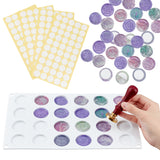CRASPIRE Silicone Wax Seal Mat, Silicone Pad for Wax Seal Stamp 1.34 inch 24-Cavity Wax Sealing Mat with 200pcs Removable Sticky Dots for DIY Craft Adhesive Waxing Wedding Invitations Envelopes