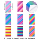 Craspire 8 Sheets 8 Styles Self-Adhesive Vinyl Picture Stickers Label Stickers, for Cup, Suitcase, Planner and Refigerator Decor, Rectangle with Stripe Pattern, Mixed Color, 30.5x15x0.05cm, 1 style/sheet