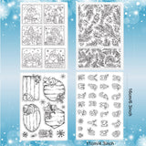 CRASPIRE 4 Sheets 4 Styles PVC Plastic Stamps, for DIY Scrapbooking, Photo Album Decorative, Cards Making, Stamp Sheets, Christmas Themed Pattern, 16x11x0.3cm, 1 sheet/style