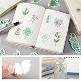 Craspire 2 Sets Self-Adhesive Paper Stickers, Lime Green, Mixed Shapes, Plants Pattern, 37~74x14~80x0.2mmm, 1pc/style, 60 Styles, 60pcs/set