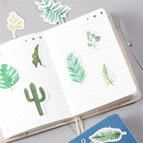 Craspire 2 Sets Self-Adhesive Paper Stickers, Lime Green, Mixed Shapes, Plants Pattern, 37~74x14~80x0.2mmm, 1pc/style, 60 Styles, 60pcs/set