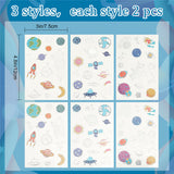 Craspire 6 Sheets 3 Style Body Art Tattoos Stickers, Removable Temporary Tattoos Paper Stickers, Universe Themed Pattern, 12x7.5x0.02cm, Sticker: 5~38.5x5~35mm, 2sheets/style