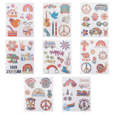 Craspire 8 Sheets 8 Style Love and Peace Theme Paper Body Art Tattoos Stickers, Waterproof Self Adhesive Temporary Tattoo, Mixed Color, 11.5x9.6x0.01cm, sticker: 8~55x4.5~46mm, 1 sheet/style