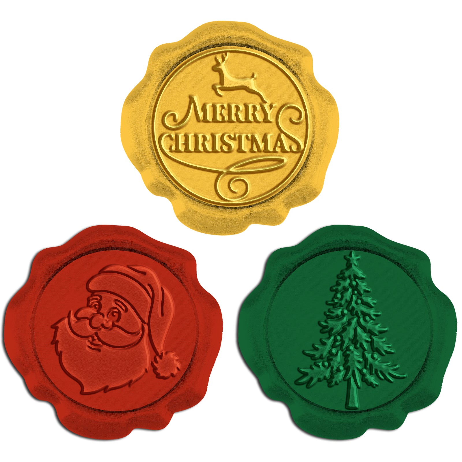 CRASPIRE 3 Style 60pcs Christmas Wax Seal Stickers (Santa + Christmas Tree  + Elk) Self Adhesive Wax Seal Stamp Stickers