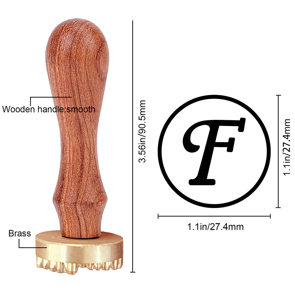 F Letter Ice Stamp Wood Handle Wax Seal Stamp