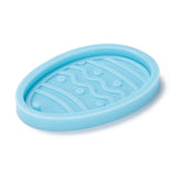 Food Grade Pendant Silicone Molds, Bakeware Tools, For DIY Cake Decoration, Chocolate, Candy Mold, Easter Theme, Egg, Light Sky Blue, 72x53x7mm, Hole: 3.4mm, Inner Diameter: 65x46mm
