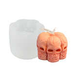 2PCS DIY Halloween Theme 6Pcs Skulls Pumpkin-shaped Candle Making Silicone Molds, Resin Casting Molds, Clay Craft Mold Tools, White, 75x55mm, Inner Diameter: 61x47mm