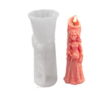 2PCS DIY Halloween Theme Ghost Bride-shaped Candle Making Silicone Molds, Resin Casting Molds, Clay Craft Mold Tools, White, 185x61mm, Inner Diameter: 57mm
