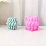 2PCS Twisted Barrel Candle Food Grade Silicone Molds, for Scented Candle Making, Hot Pink, 65x65x64mm