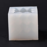 2PCS Faceted Rhombus-shaped Cube Food Grade Silicone Molds, for Scented Candle Making, White, 71x72x67mm, Inner Diameter: 60x60x60mm
