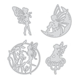 CRASPIRE 4Pcs Metal Fairy Girl Cutting Dies Carbon Steel Cutting Dies Stencils for DIY Making Paper Card Craft Decoration Supplies, Matte Platinum