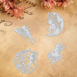 CRASPIRE 4Pcs Metal Fairy Girl Cutting Dies Carbon Steel Cutting Dies Stencils for DIY Making Paper Card Craft Decoration Supplies, Matte Platinum