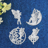 CRASPIRE 4Pcs Metal Fairy Girl Cutting Dies Carbon Steel Cutting Dies Stencils for DIY Making Paper Card Craft Decoration Supplies, Matte Platinum