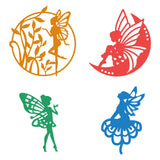 CRASPIRE 4Pcs Metal Fairy Girl Cutting Dies Carbon Steel Cutting Dies Stencils for DIY Making Paper Card Craft Decoration Supplies, Matte Platinum
