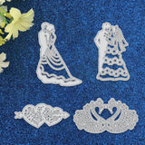 CRASPIRE 4pcs Bride and Groom Wedding Metal Cutting Dies Mandarin Duck and An Arrow Pierces the Heart Cutting Dies Stencils for DIY Scrapbooking Album Decorative Paper Dies Card