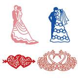 CRASPIRE 4pcs Bride and Groom Wedding Metal Cutting Dies Mandarin Duck and An Arrow Pierces the Heart Cutting Dies Stencils for DIY Scrapbooking Album Decorative Paper Dies Card