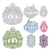 CRASPIRE 4Pcs Metal Easter Cutting Dies Bunny Rabbit Eggs Religion Crosses Stencil Template for Scrapbook Embossing Album Paper Card Craft Festival Decor, Matte Platinum