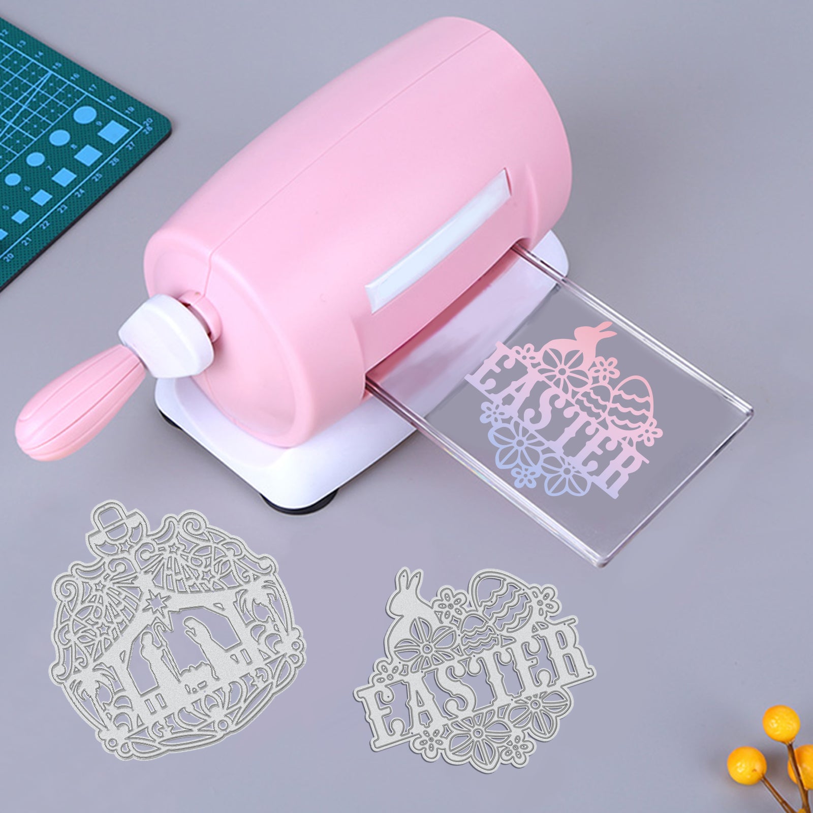 CRASPIRE 4Pcs Metal Easter Cutting Dies Bunny Rabbit Eggs Religion Crosses Stencil Template for Scrapbook Embossing Album Paper Card Craft Festival Decor, Matte Platinum