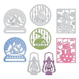 CRASPIRE 4Pcs Metal Winter Cutting Dies Christmas Snow Globe Snowman House Lights Stencil Template for Scrapbook Embossing Album Paper Card Craft Festival Decor, Matte Platinum