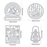 CRASPIRE 4Pcs Metal Winter Cutting Dies Christmas Snow Globe Snowman House Lights Stencil Template for Scrapbook Embossing Album Paper Card Craft Festival Decor, Matte Platinum