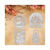 CRASPIRE 4Pcs Metal Winter Cutting Dies Christmas Snow Globe Snowman House Lights Stencil Template for Scrapbook Embossing Album Paper Card Craft Festival Decor, Matte Platinum