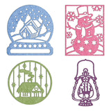 CRASPIRE 4Pcs Metal Winter Cutting Dies Christmas Snow Globe Snowman House Lights Stencil Template for Scrapbook Embossing Album Paper Card Craft Festival Decor, Matte Platinum