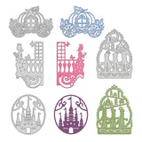 CRASPIRE 4Pcs Metal Fairy Tale Cutting Dies Pumpkin Cart  Princess Castle Gate Stencil Template for Scrapbook Embossing Album Paper Card Craft Festival Decor, Matte Platinum
