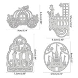 CRASPIRE 4Pcs Metal Fairy Tale Cutting Dies Pumpkin Cart  Princess Castle Gate Stencil Template for Scrapbook Embossing Album Paper Card Craft Festival Decor, Matte Platinum