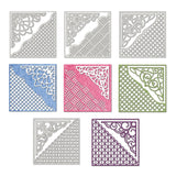 CRASPIRE 4 Pieces Square Hollow Out Background Frame Cutting Dies Metal Corner Lace Die Embossing Stencils for DIY Card Scrapbooking Craft Album Paper Decor