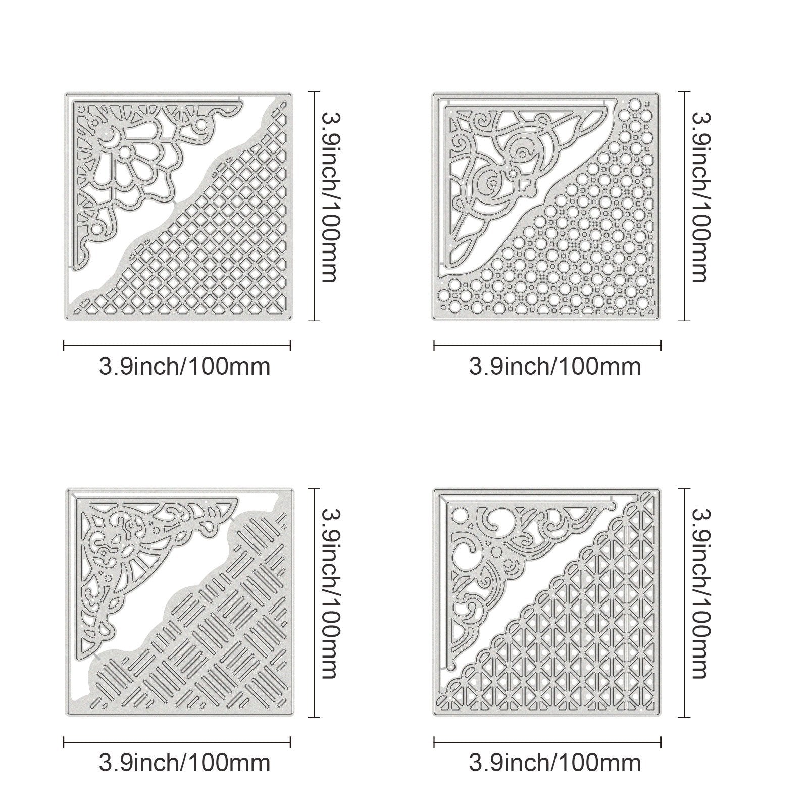 CRASPIRE 4 Pieces Square Hollow Out Background Frame Cutting Dies Metal Corner Lace Die Embossing Stencils for DIY Card Scrapbooking Craft Album Paper Decor
