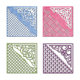 CRASPIRE 4 Pieces Square Hollow Out Background Frame Cutting Dies Metal Corner Lace Die Embossing Stencils for DIY Card Scrapbooking Craft Album Paper Decor