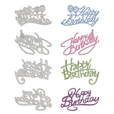 CRASPIRE 4 Pieces Happy Birthday Words Cutting Dies Metal Die Embossing Stencils for DIY Card Scrapbooking Craft Album Paper Decor