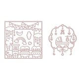 CRASPIRE 2Pcs 2 Style Carbon Steel Cutting Dies Stencils, for DIY Scrapbooking/Photo Album, Decorative Embossing DIY Paper Card, Matte Platinum Color, Baby, Mixed Patterns, 1pc/style