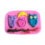 Food Grade Silicone Molds, Fondant Molds, For DIY Cake Decoration, Chocolate, Candy, UV Resin & Epoxy Resin Jewelry Making, Owl, Pink, 100x67x10mm