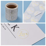 Craspire Heart and Flat Round with Word Love Valentine's Stickers Self Adhesive Tag Labels, Decorative Stickers, for Wedding Valentine's Supplies, White, 25mm, 25x25mm, 300pcs/roll