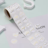 Craspire Heart and Flat Round with Word Love Valentine's Stickers Self Adhesive Tag Labels, Decorative Stickers, for Wedding Valentine's Supplies, White, 25mm, 25x25mm, 300pcs/roll