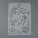CRASPIRE Plastic Drawing Painting Stencils Templates, Rectangle, Flower Pattern, White, 25.5x17.4x0.04cm