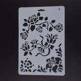CRASPIRE Plastic Drawing Painting Stencils Templates, Rectangle, Flower Pattern, White, 25.5x17.4x0.04cm